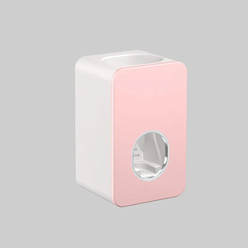 Automatic toothpaste dispenser wall-mounted punch-free in black, hands-free toothpaste squeezer for bathroom use