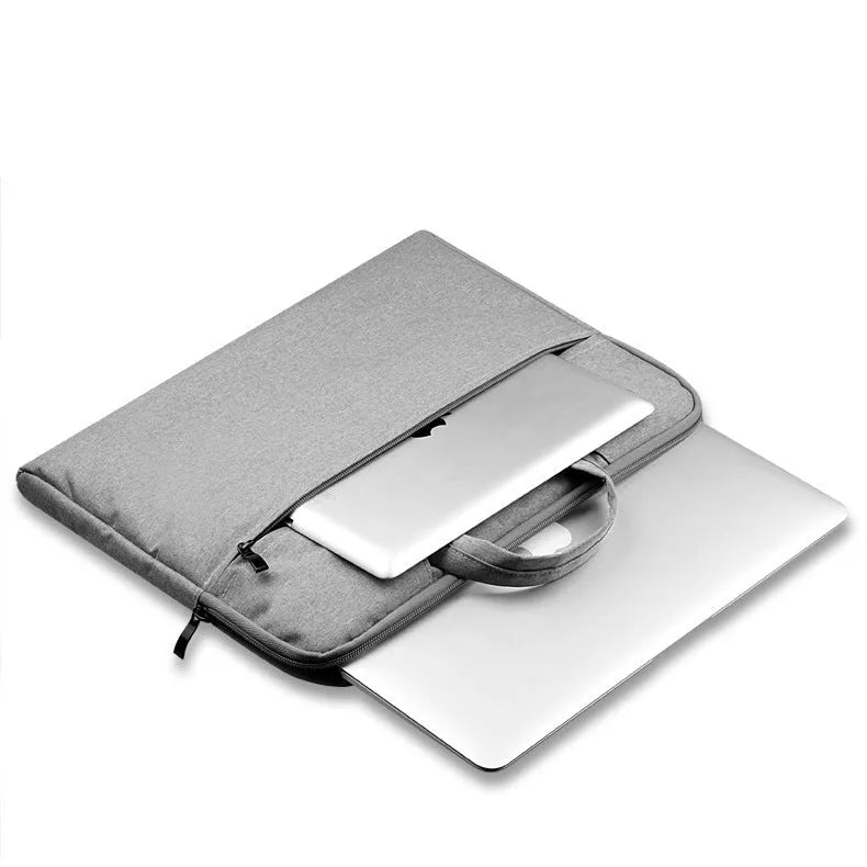 Ant cloth laptop sleeve for MacBook in grey, with soft handle and padded interior