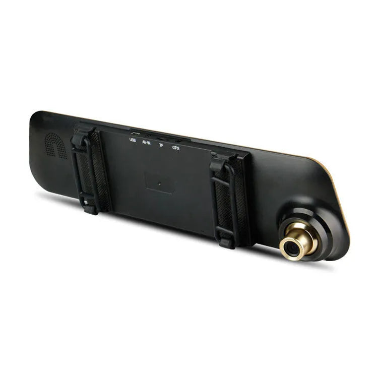 Car rearview mirror driving recorder 4.3 inch 1080p wide angle dual lens blue