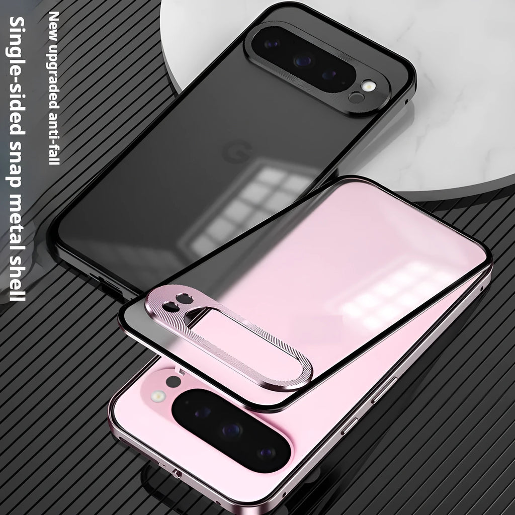Metal frame frosted backdoor phone case for Google Pixel 9 series in black