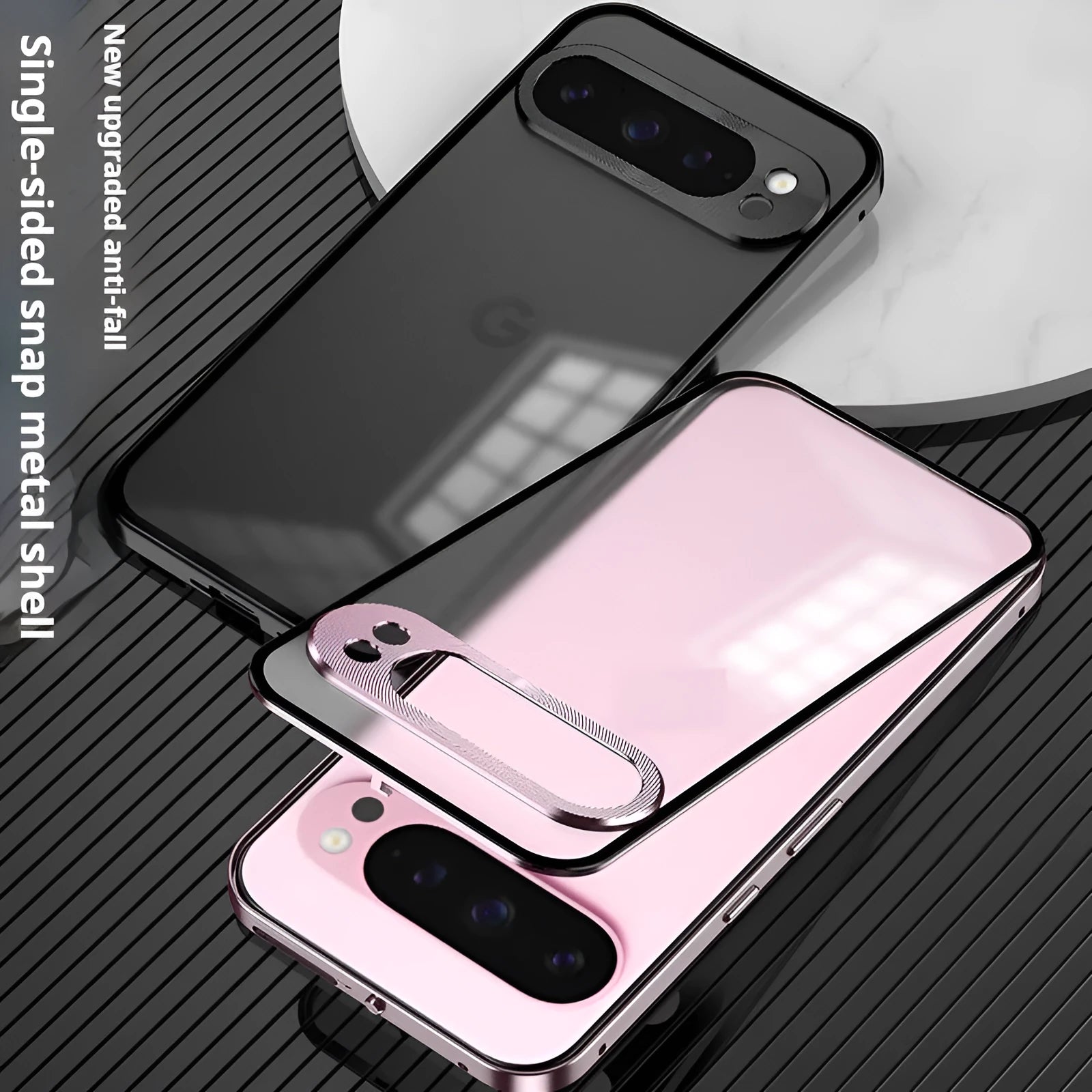 Metal frame frosted backdoor phone case for Google Pixel 9 series in black