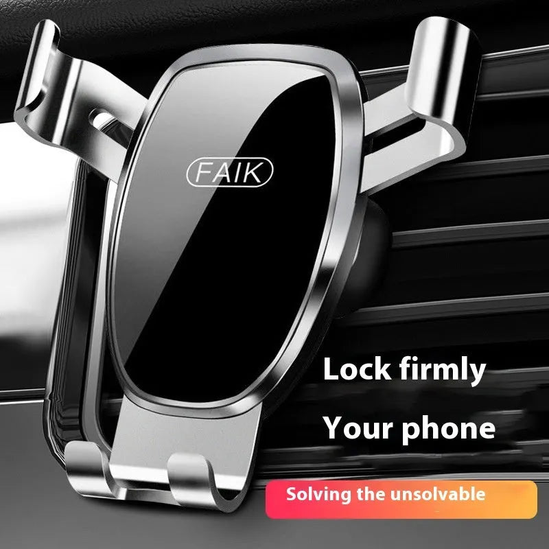 Car phone holder in silver with silicone pad, anti-shake shockproof for navigation support.