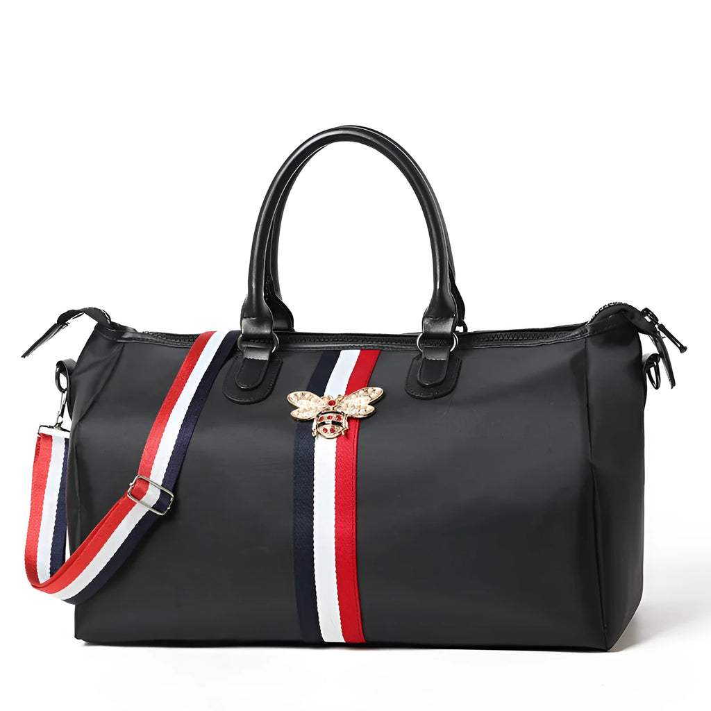 Black large capacity Oxford cloth hand luggage bag with zipper closure and soft handle