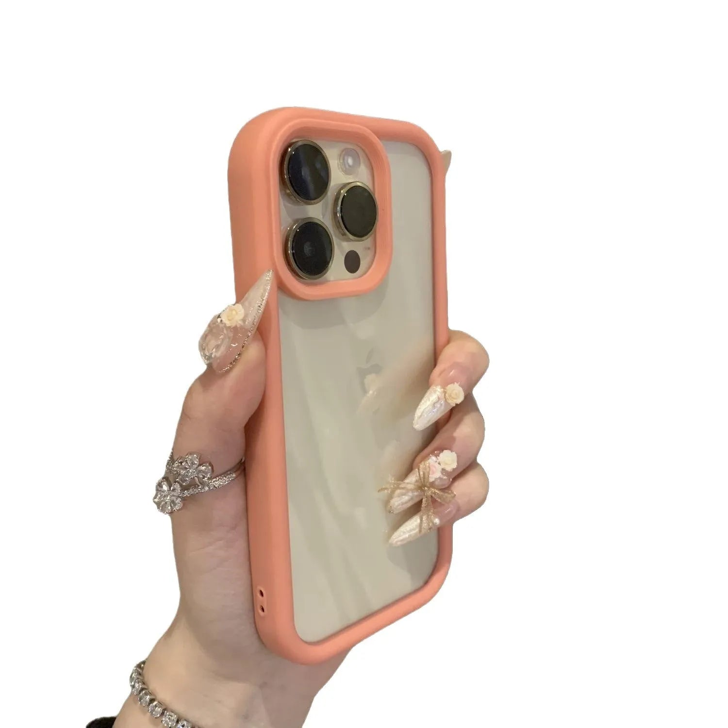 Advanced solid colour transparent drop-resistant acrylic phone case for Apple iPhone showing black edge design