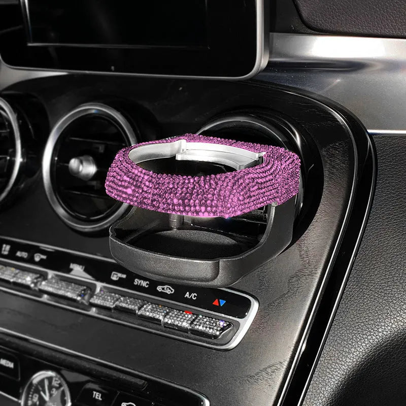 White diamond rhinestone car air vent cup holder and ashtray bracket made of ABS plastic