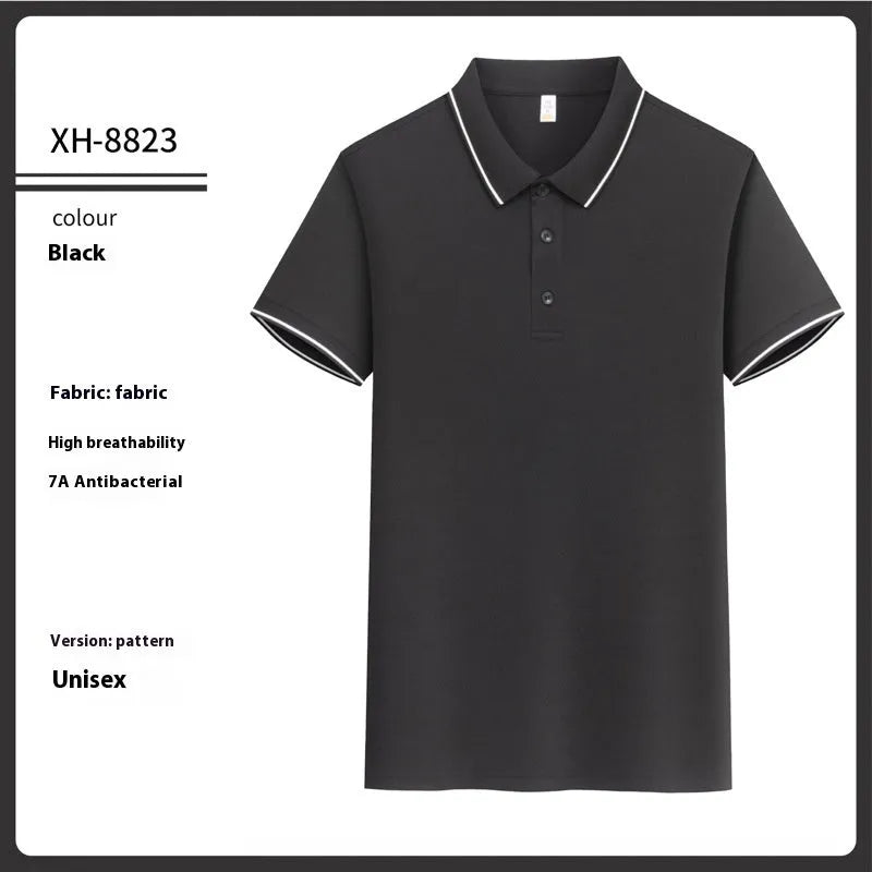 Antibacterial ice-sensitive lapel polo shirt in slim fit with short sleeves available in multiple colours
