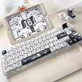 Kitten's Fantasy MOA height black and white cat key cap set for mechanical keyboards