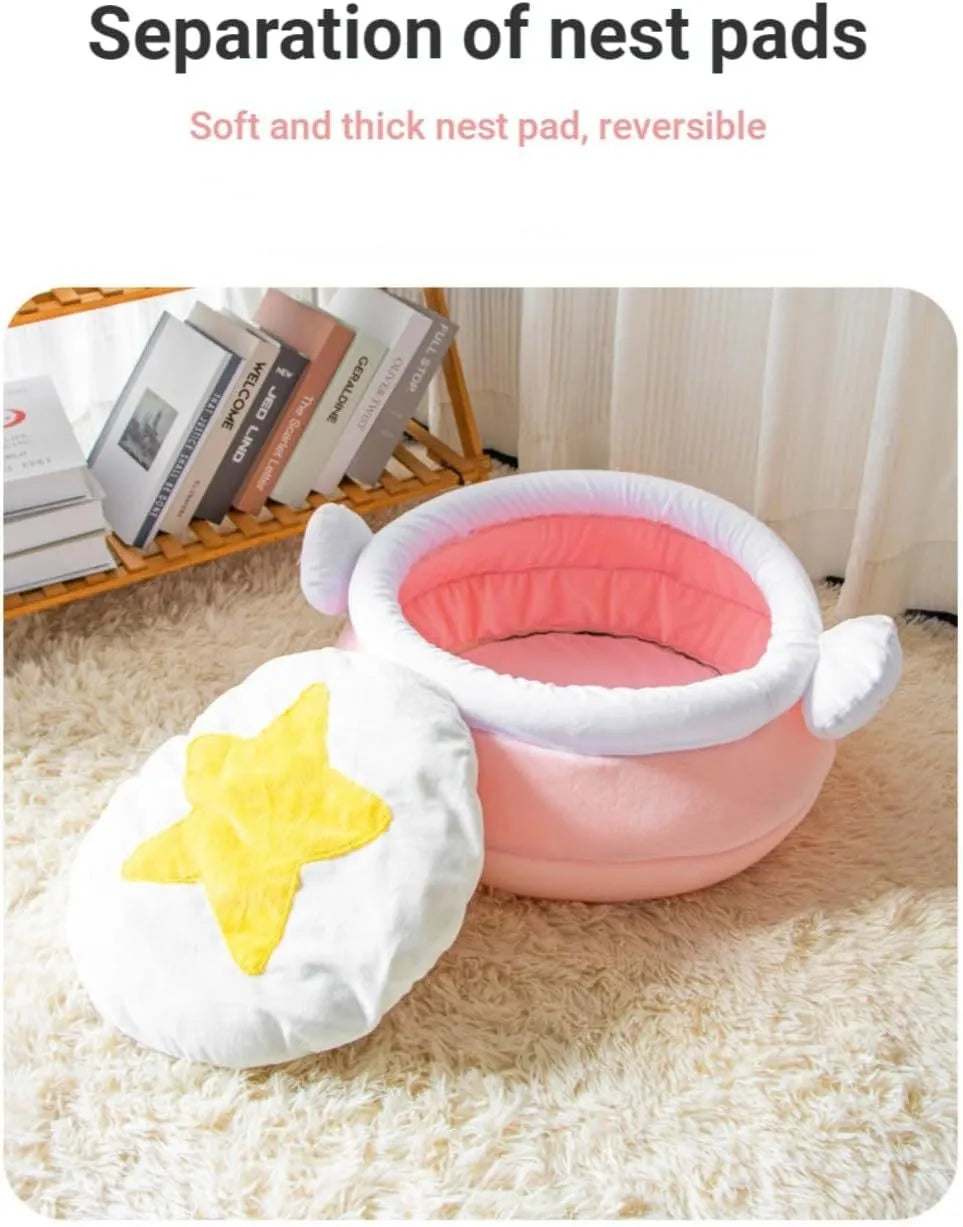Pink magic honey pot shaped cat sofa bed with removable cushion for small pets