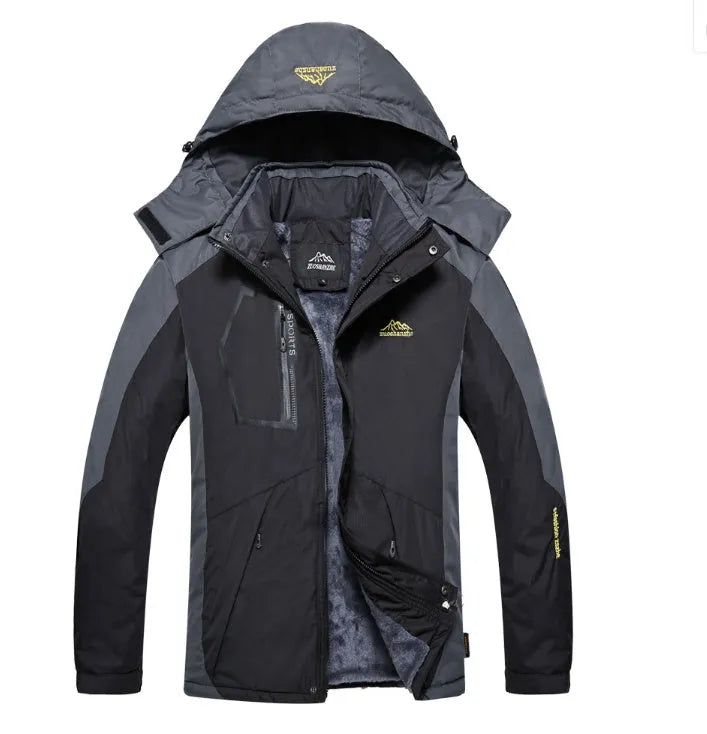 Men's Harsh Winter Jacket with Fleece Lining 3000mm Waterproof UV Resistant Warm Wear Resistant Artificial Fur Collar Available in Red Black Denim Blue Army Green Colour Blue Sizes L to 5XL
