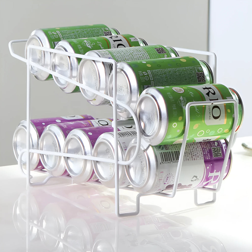 Double-layer iron kitchen storage rack for cans, 28x18x14cm, picture colour finish