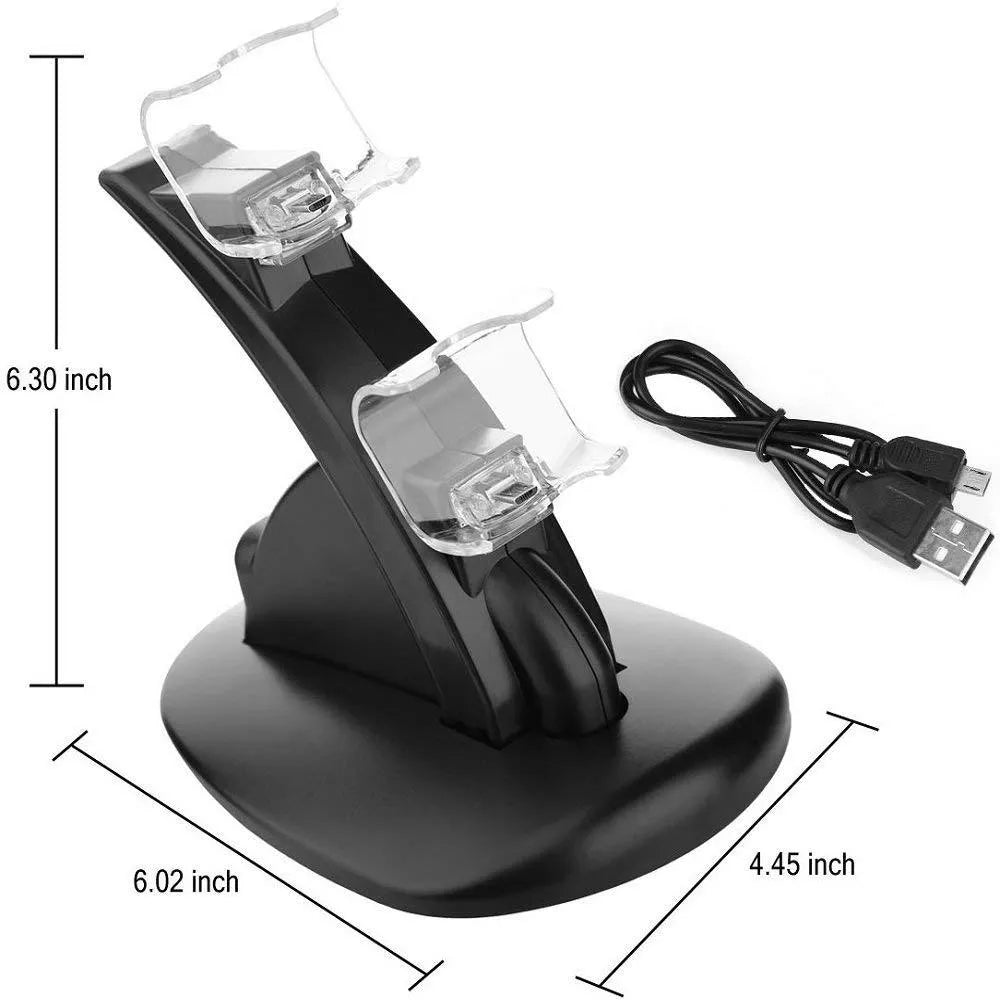 Black dual charging dock station for two Xbox One controllers, showing USB connection.
