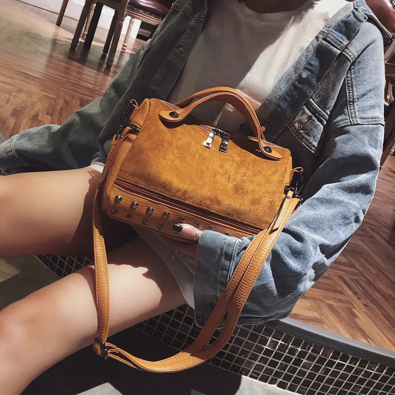 Soft PU leather women's casual tote shoulder bag in black, brown, or grey with zip closure.