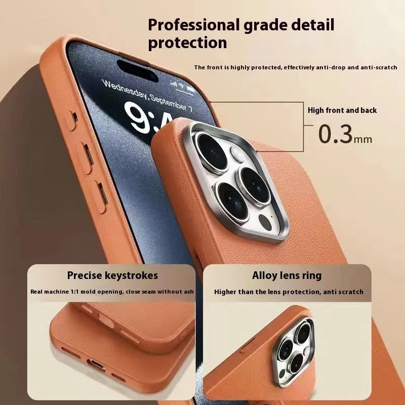 TPU phone case with leather pattern and frosted blade finish for Apple iPhone in black