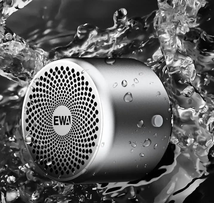 EWA A106 Pro Mini Bluetooth Speaker in black, pink, or silver with waterproof IPX67 rating