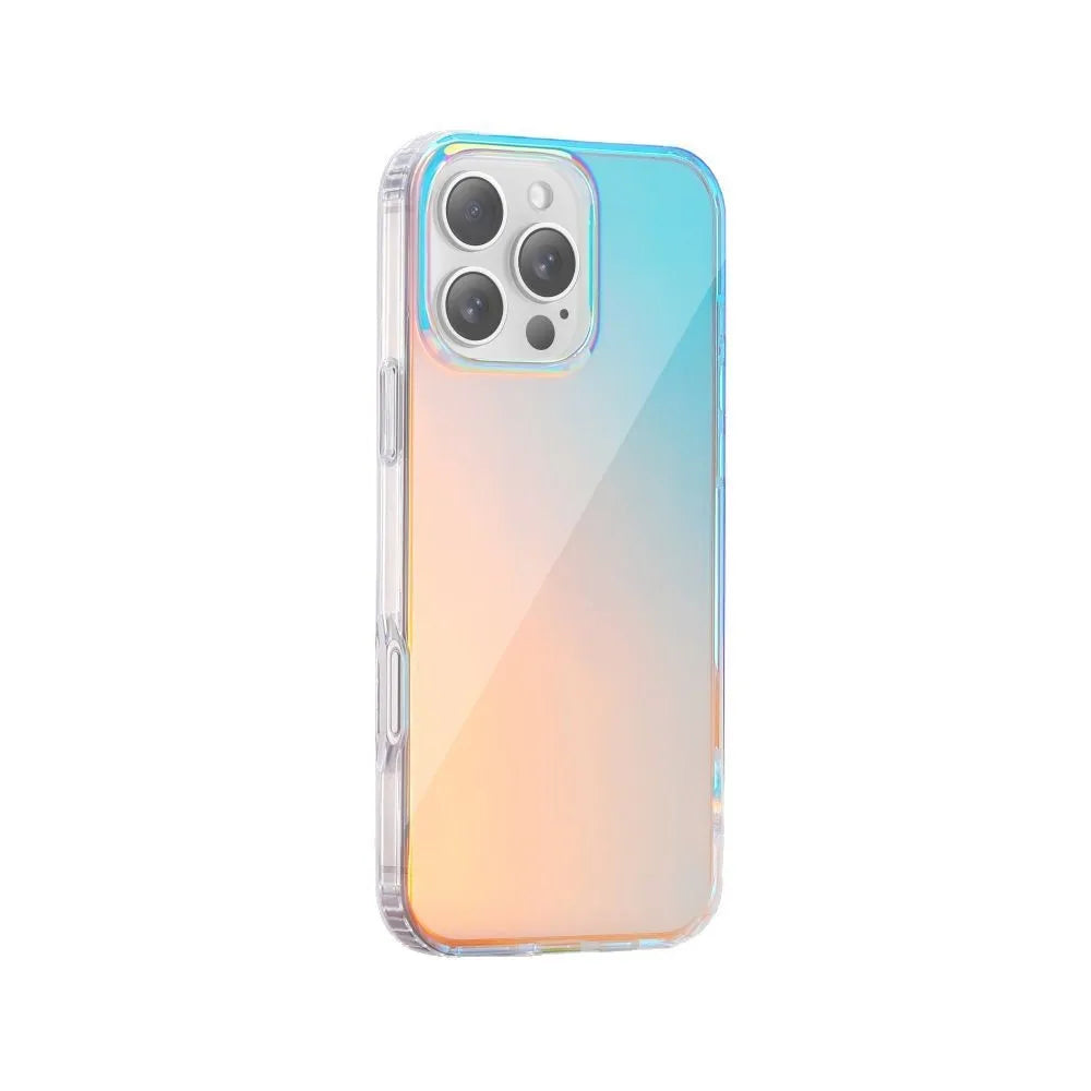 Glossy chameleon colour-changing magnetic suction case for iPhone on a white background.