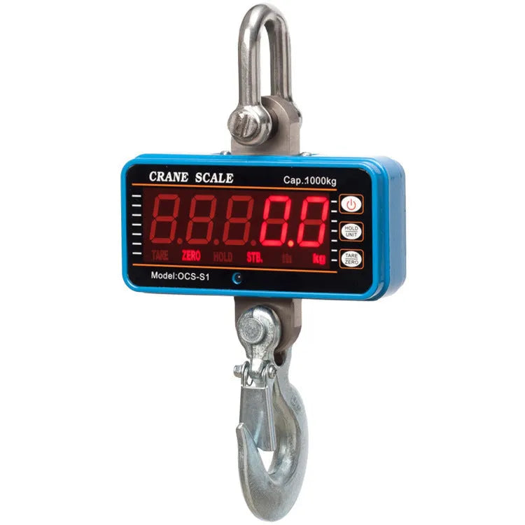 Bright orange electronic crane scale with digital display for 500kg suspended weighing