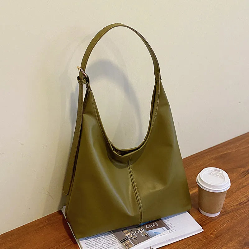 Retro textured PU bucket shoulder bag for women, 35x38x12cm, available in five colours