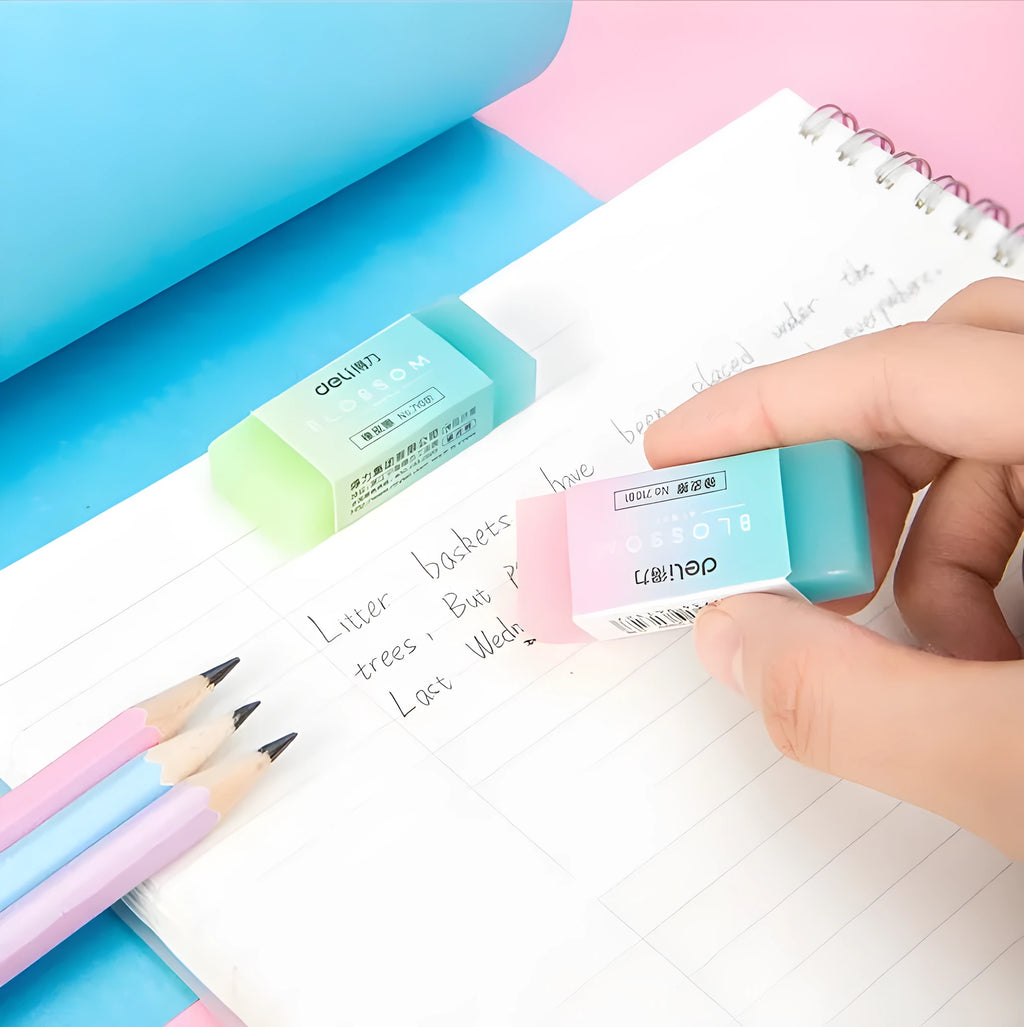 Cute translucent rubber eraser with soft edges, 4.8 cm long, for school pencil use