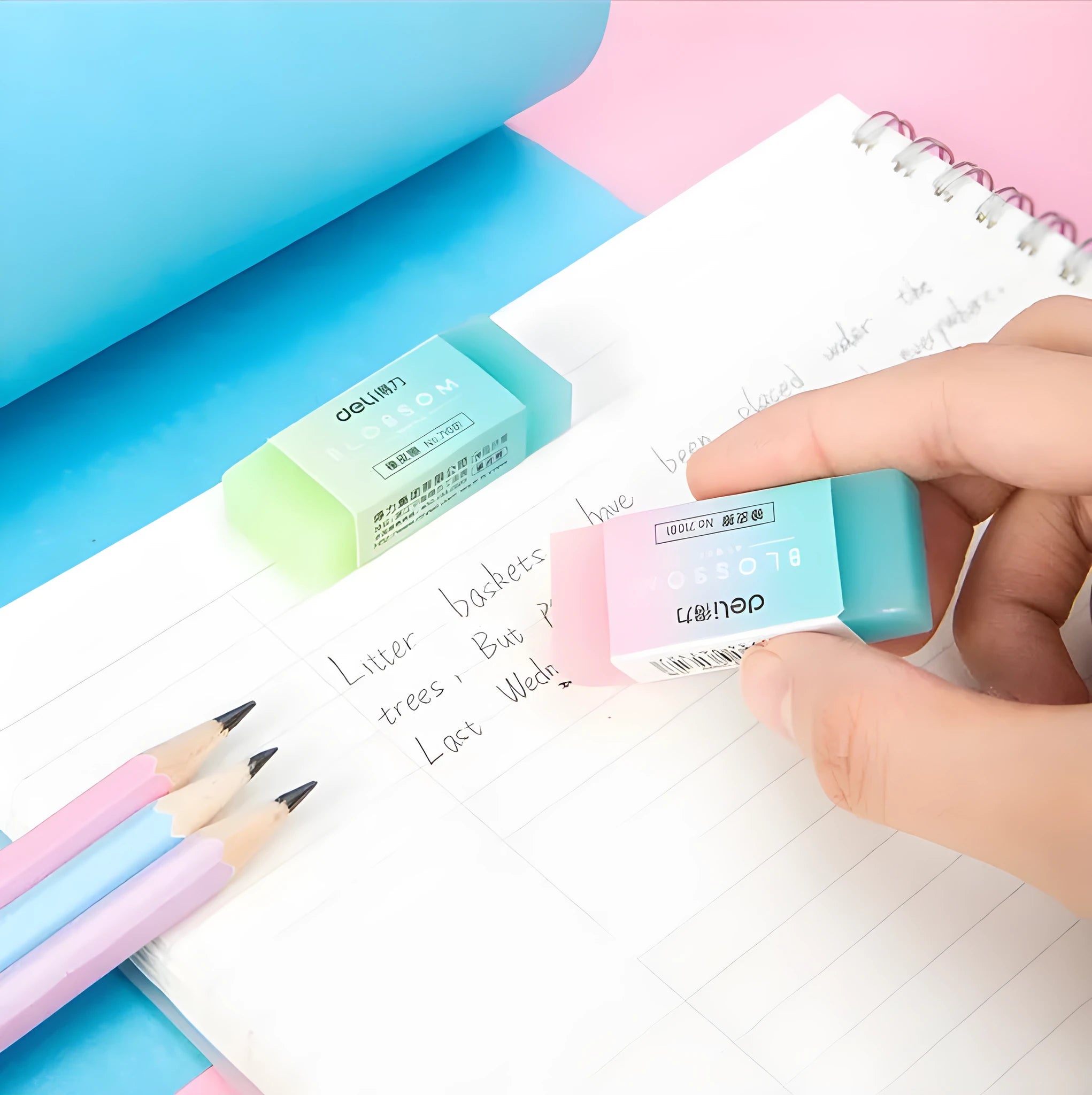 Cute translucent rubber eraser with soft edges, 4.8 cm long, for school pencil use
