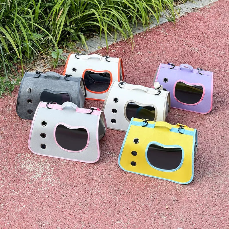 Medium capacity crossbody pet carrier bag in Oxford cloth showing single-shoulder design and breathable construction