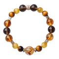 Yellow tower crystal tiger-eye bracelet with jinba geometric design in 10mm or 12mm size