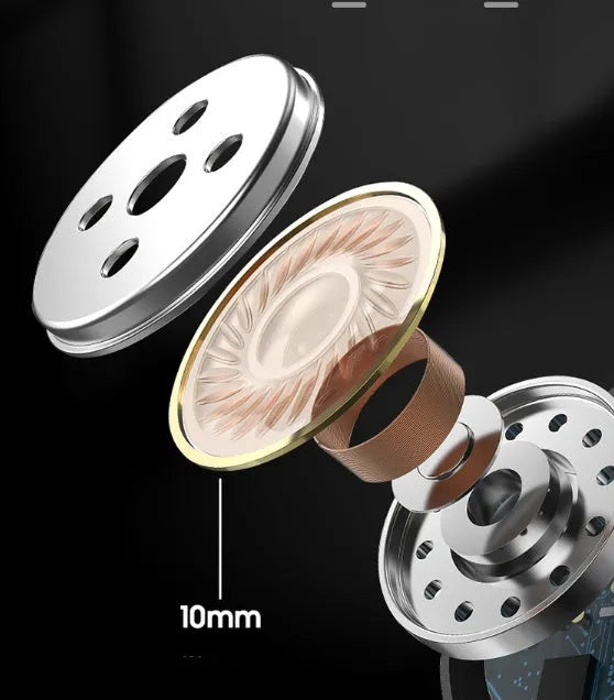 Black and white wireless Bluetooth in-ear headset with type-C charging port
