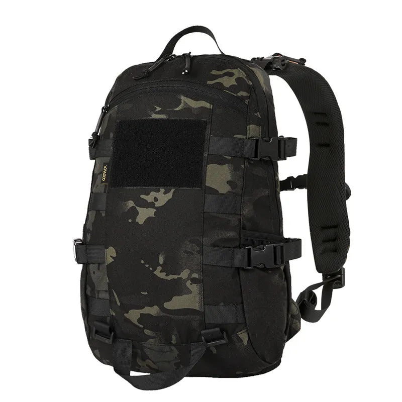 All Terrain Camouflage 20L nylon backpack with YKK zippers and curved shoulder straps