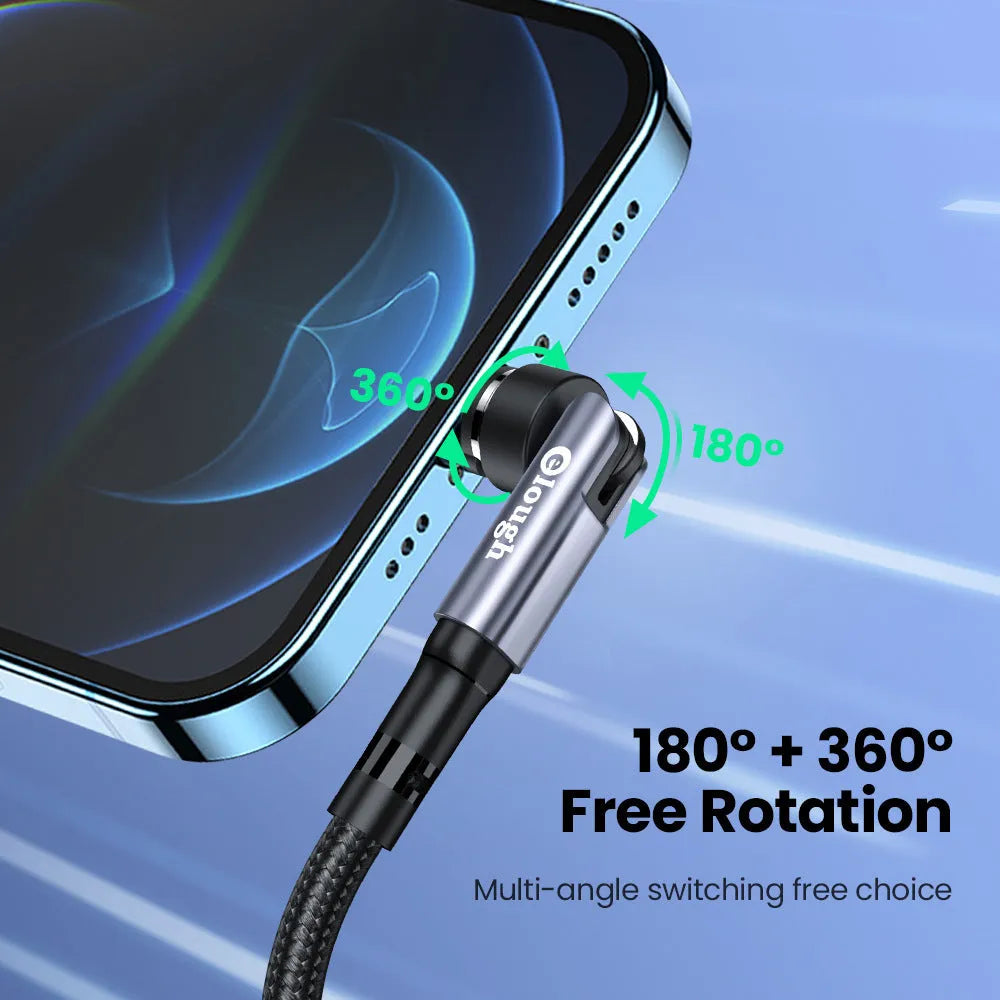 Elough 540 degree rotating magnetic charging cable 3-in-1 with seven-pin connector in grey
