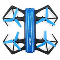 JJRC H43WH folding aerial UAV drone with black plastic body and four arms, showing compact folded shape