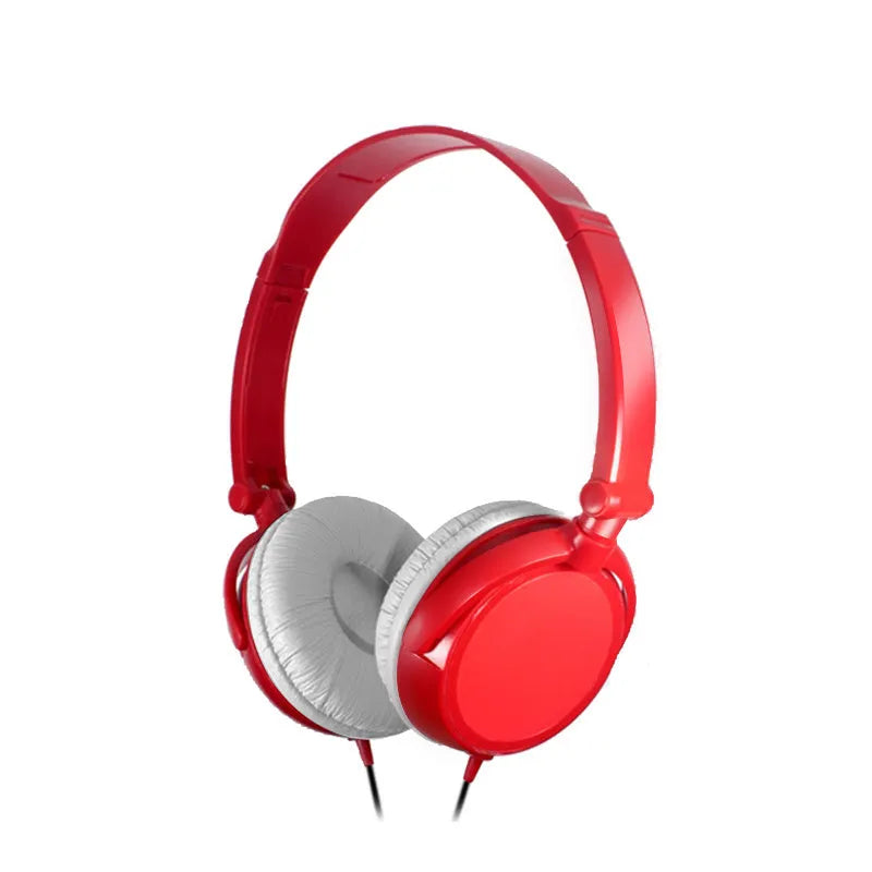 Black folding over-ear wired headphones with adjustable headband and 3.5mm plug