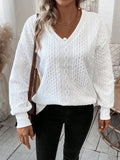 Milky white men's loose fit long sleeve t-shirt with 3D stereo pattern detail.