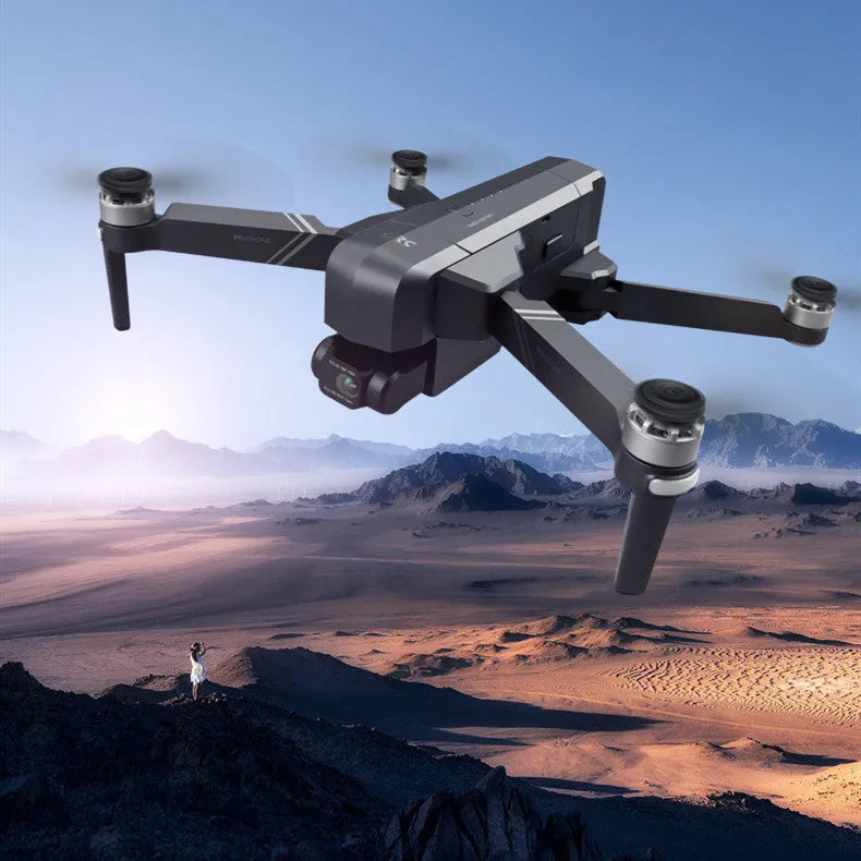 Black F11s PRO GPS folding drone with 4K camera shown in both expanded and folded configurations
