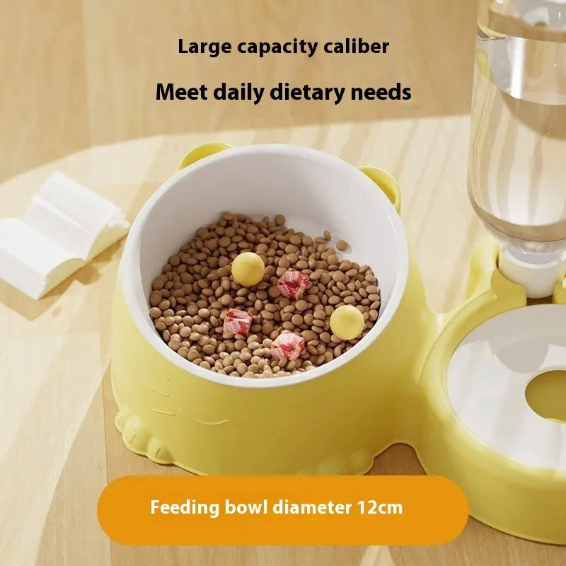 Grass green ceramic double bowl automatic pet drinking fountain with stainless steel and plastic reservoir