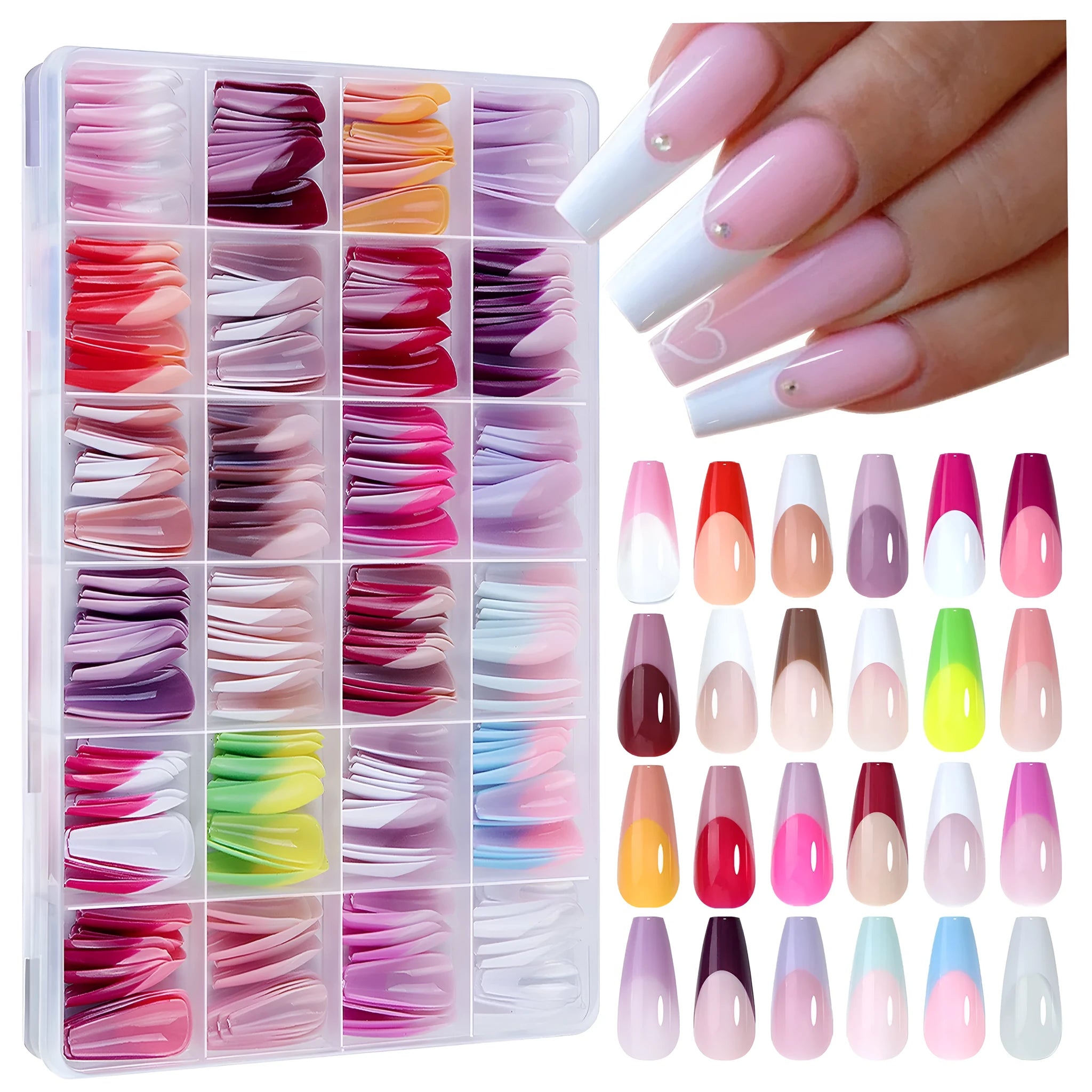 French Wear Seamless Removable Nail Stickers in French Wear Armour colour, 288-piece set