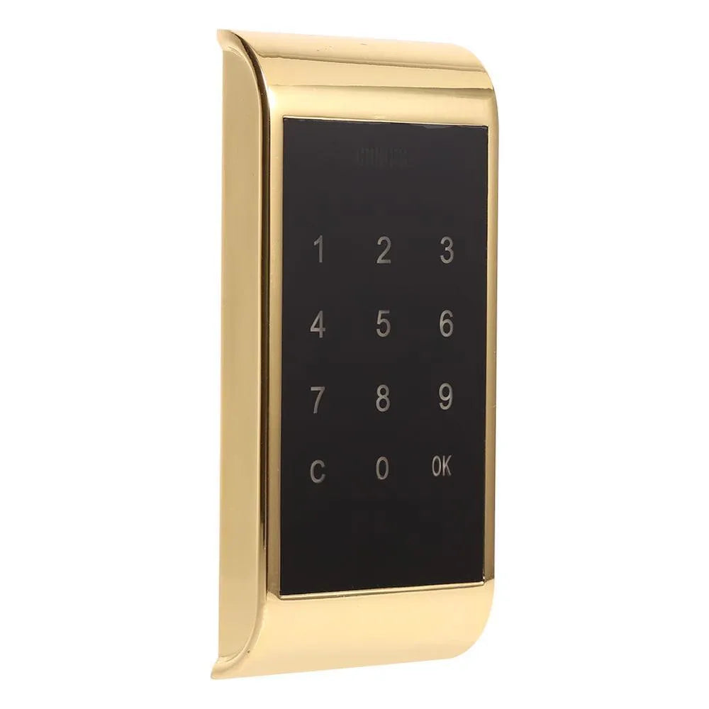 Silver zinc alloy temporary digital code lock showing keypad and mounting bracket.