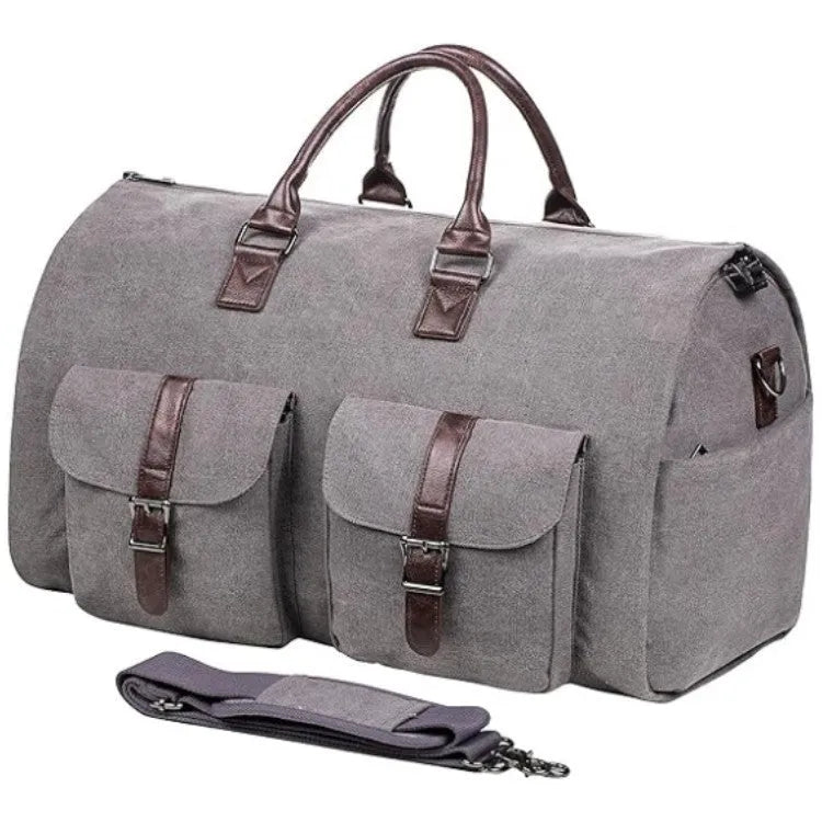 Portable folding PU leather travel bag in solid colour, 56x33x32cm, shown against neutral background