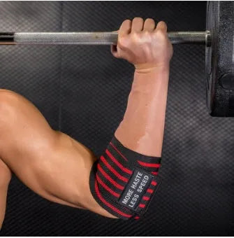 Weightlifting strength wristband in nylon with adjustable pressure, shown in orange colour
