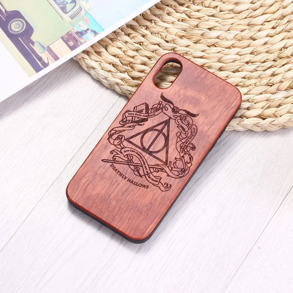 Wooden mobile phone case with TPU frame in cherry wood or rosewood for iPhone models
