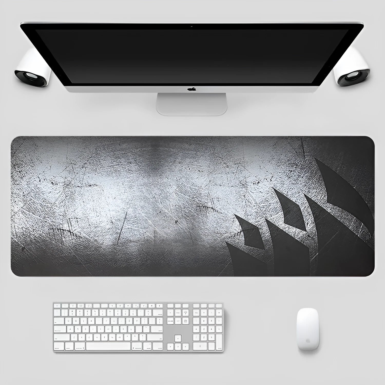 Thickened and lengthened non-slip mouse pad in black with natural rubber base and fine cloth surface for optical mice