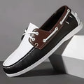 Men's British-style casual shoes with artificial PU uppers in flat-heel design