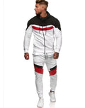 Colorblock hoodie sportswear cotton pullover in Red and White, front view, sizes M to 3XL