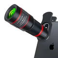 20x magnification smartphone telescope with plastic body, optical glass lens, and universal mounting clip