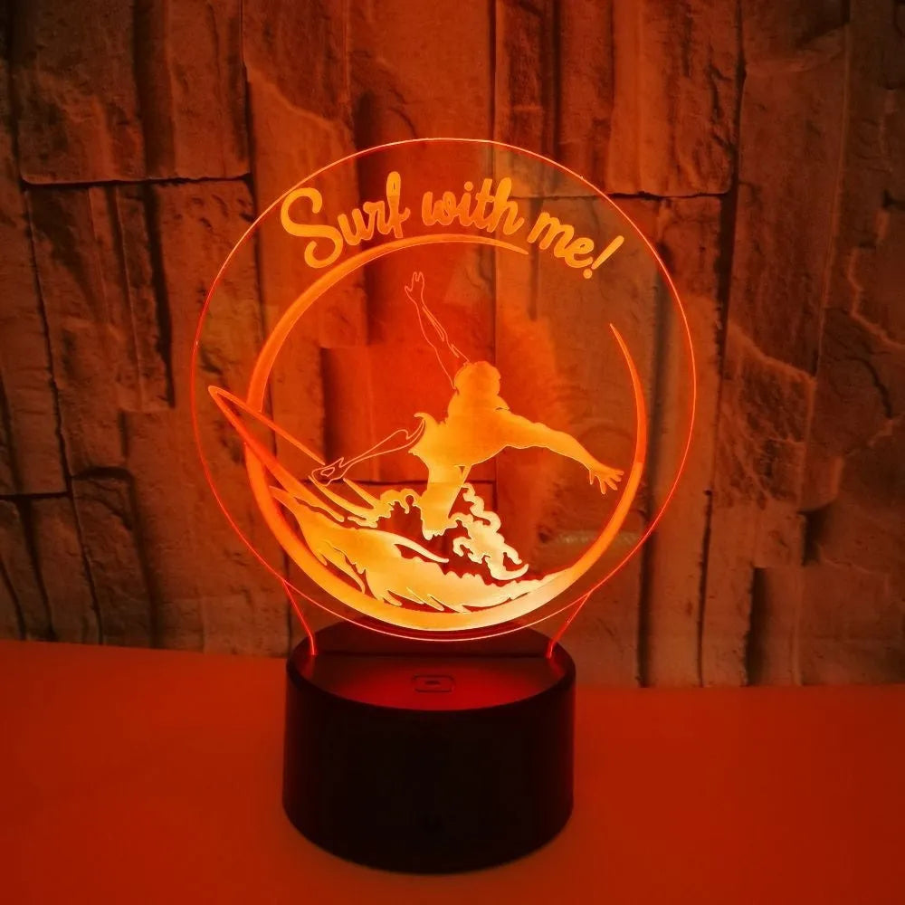 3D crack pattern LED night lamp with touch controls and remote on a black ABS base, displaying blue light.