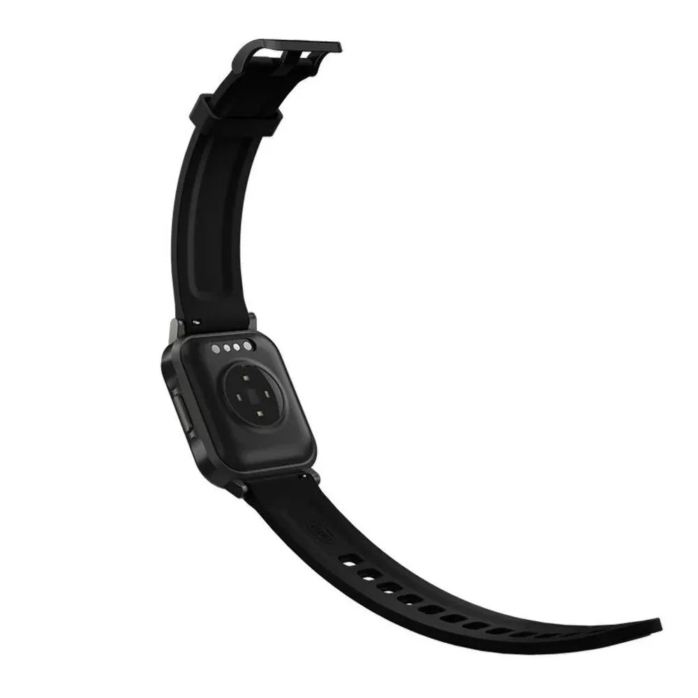 Black waterproof smart bracelet with 1.4 inch HD touch screen on silicone wrist strap