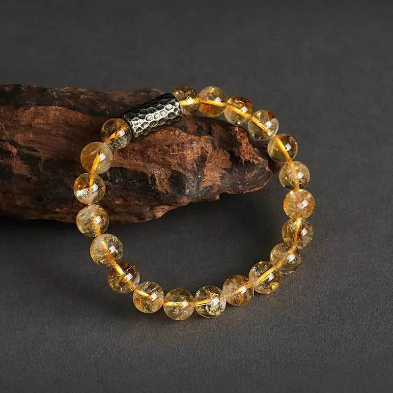 Bodhi Yellow Tower crystal double ring bracelet with retro styling and manual craftsmanship