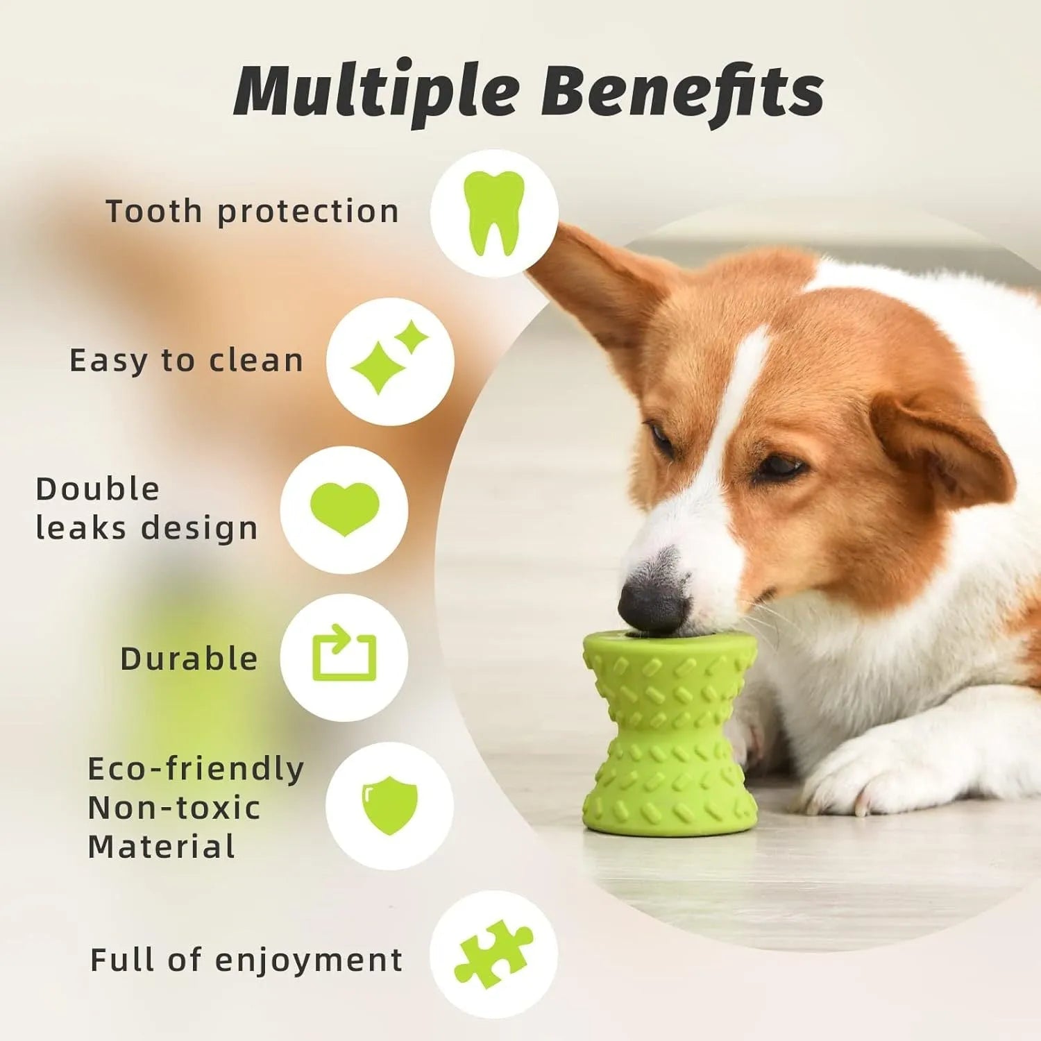 Blue natural rubber hollow dog bone toy with treat leakage holes on a white background.