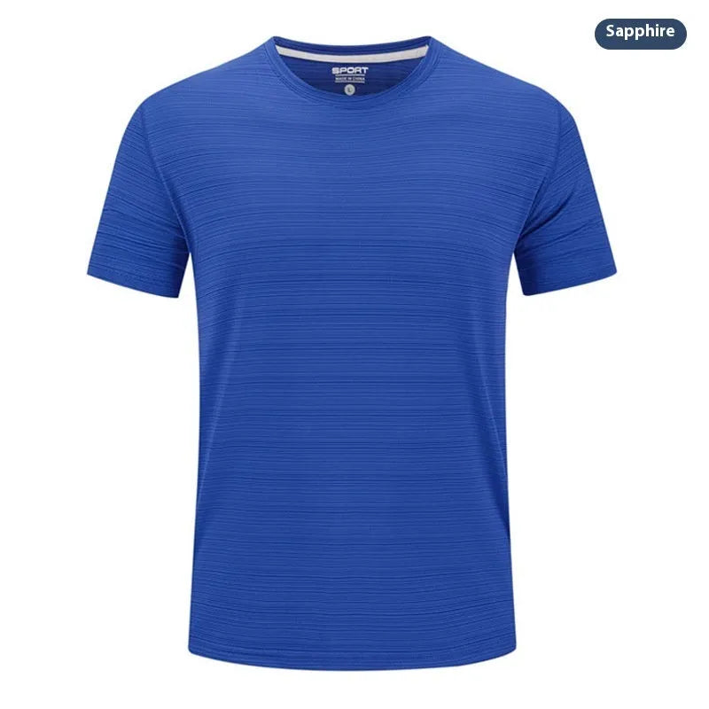 Crystal silk round neck t-shirt in solid colours with quick-drying polyester and spandex fabric