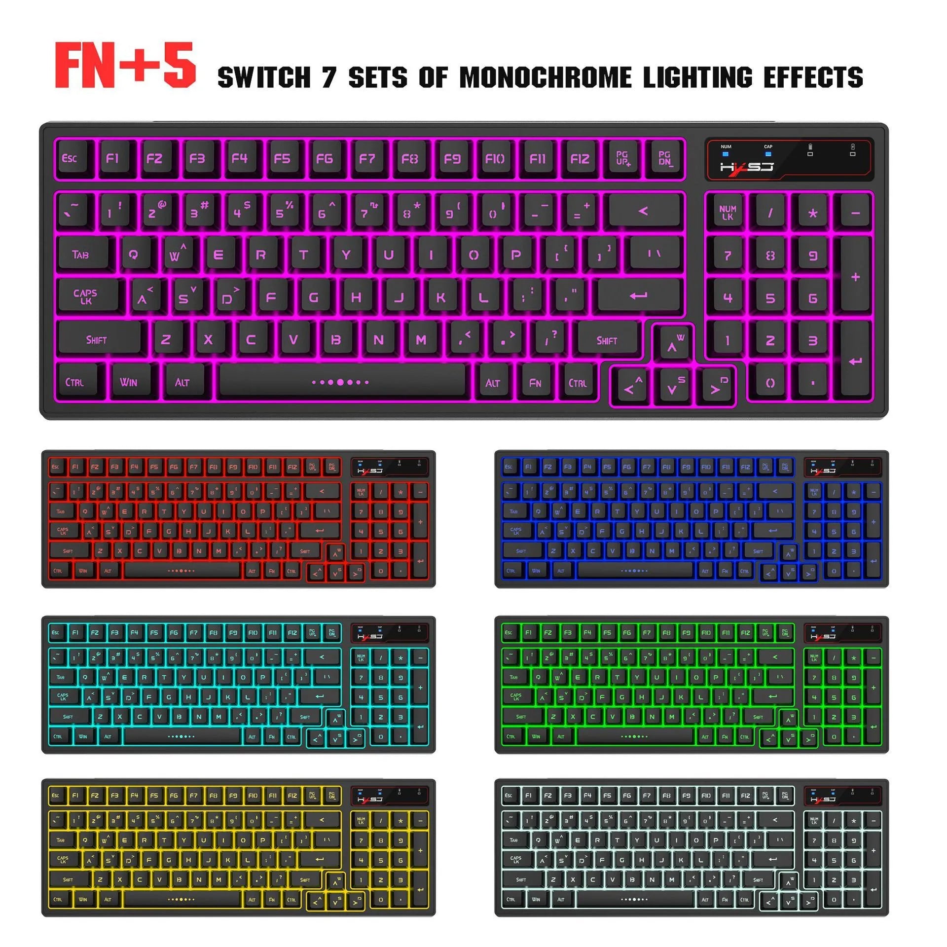 L99 wireless rechargeable 2.4G keyboard and mouse set with RGB lighting, 96 keys, and Type-C charging cable
