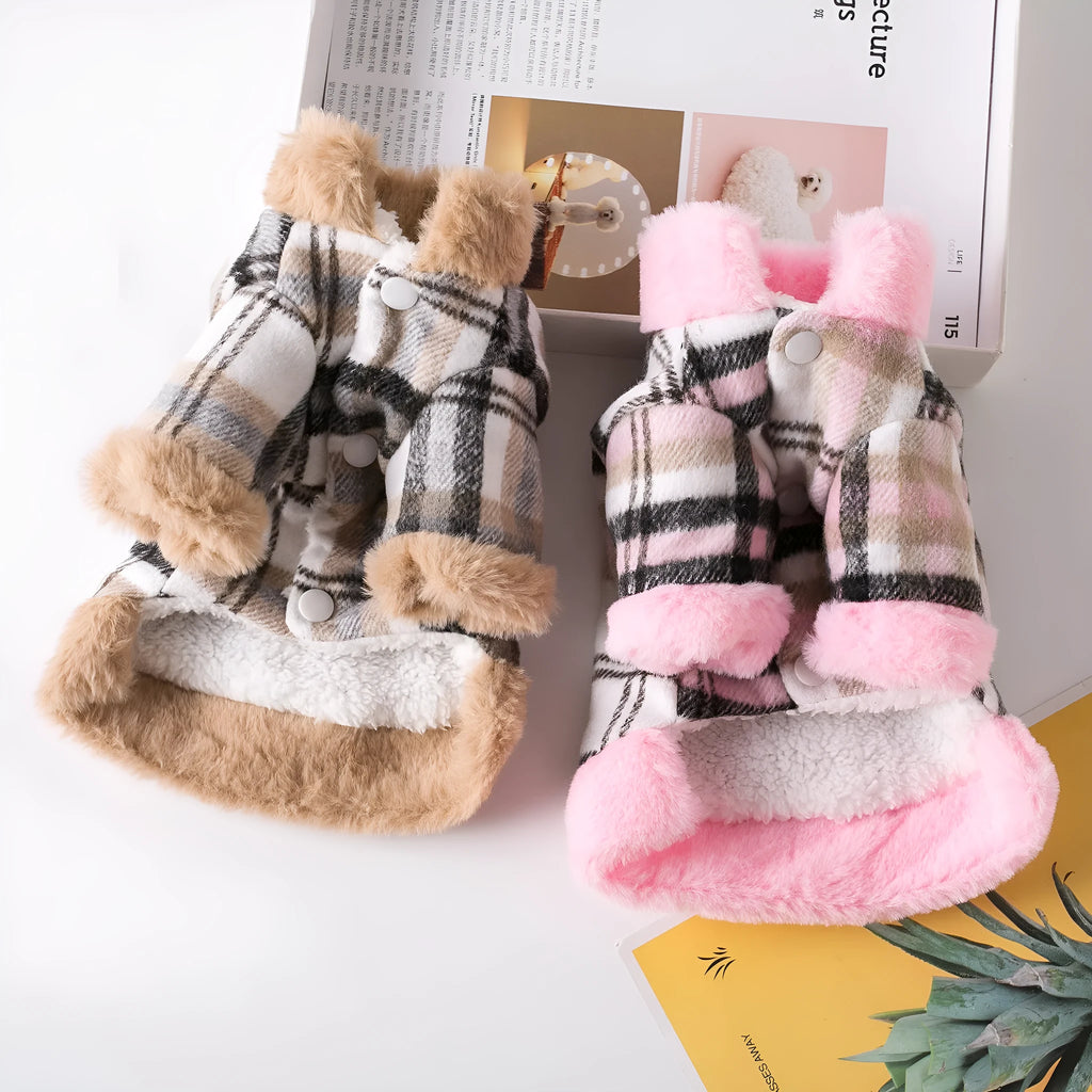 Thickened polyester pet dog coat in khaki with casual design for autumn winter