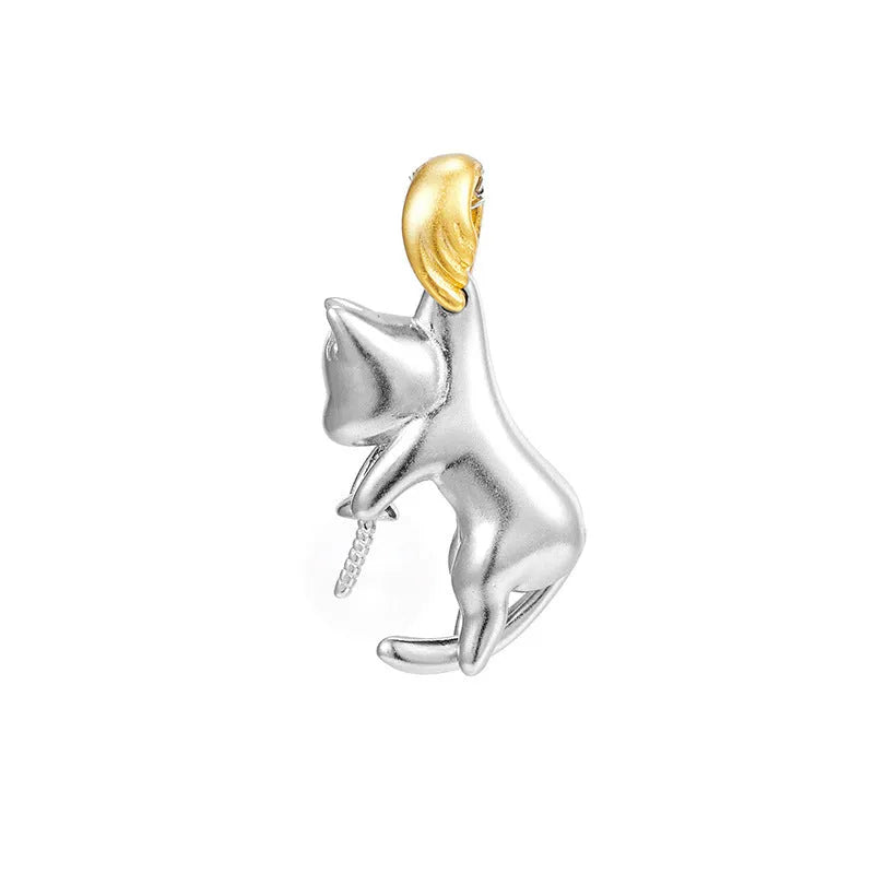 925 sterling silver clavicle chain necklace with electroplated cat charm in multiple configuration options